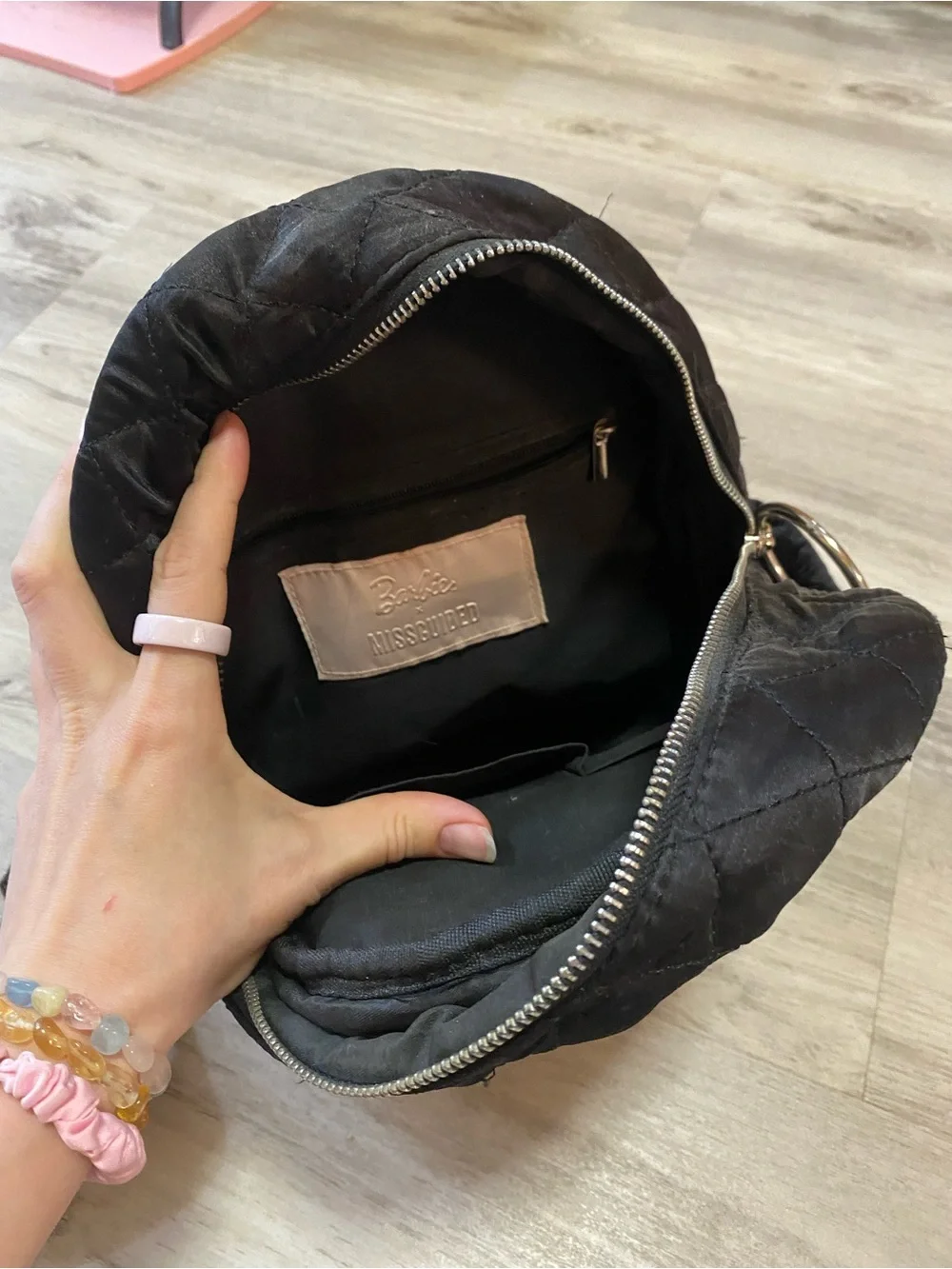Missguided x Barbie Quilted Mini Backpack - Black